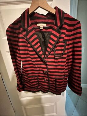 Striped Red and Black Blazer Jacket - Women